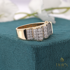 Yellow Gold Diamond Block Band Ring for Men