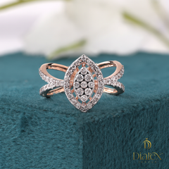 Elegant Evil Eye Diamond Ring – Sterling Silver with Halo Design