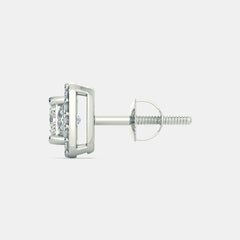 Cushion Halo Diamond Stud Earrings in White Gold – Timeless and Radiant