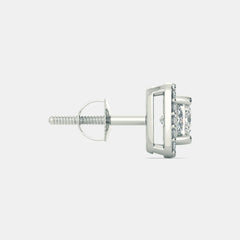 Cushion Halo Diamond Stud Earrings in White Gold – Timeless and Radiant