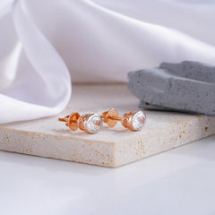 Oval-Cut Diamond Stud Earrings in Rose Gold