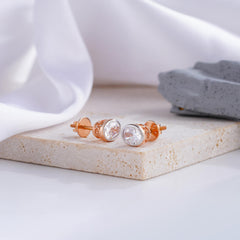 Oval-Cut Diamond Stud Earrings in Rose Gold