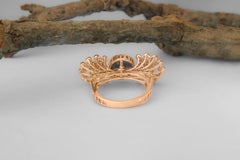 Elegant Black and Rose Gold Floral Diamond Statement Ring