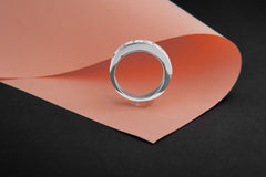 Classic White Gold Ring with Channel Set Diamonds
