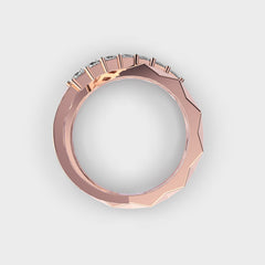 Rose Gold Interlocking Rings | Square Diamond Band & Geometric Design | Fine Jewelry
