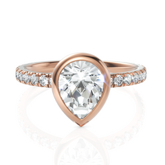 Remarkable Bezel Set Pear Cut Solitaire Ring (1.00 CT. Center Diamond)