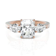 Radiant Cut & Pear Cut Three Stone Solitaire Diamond Ring (2.00 CT. Radiant Cut)