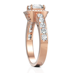 Lucy Halo Diamond Ring With Princess Cut 1.00 Carat Solitaire Wedding Ring