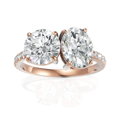 Gracious Toi Et Moi Wedding Ring With Round Cut & Oval Cut Diamond (1.50 CT. Each Diamond)