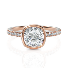 Charming Cushion Cut Diamond Solitaire Ring With Bezel Set (1.50 CT. Solitaire)