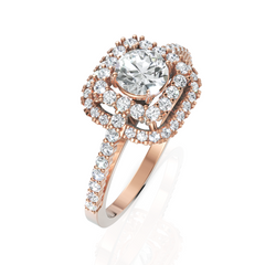 Double Halo Flickering Diamond Bridal Ring