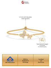 Lab Grown Radiant Butterfly Diamond Bracelet In Gold