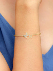 Lab Grown Radiant Butterfly Diamond Bracelet In Gold