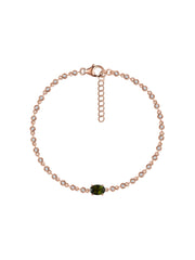 Green Tourmaline Linked Gold Bracelet