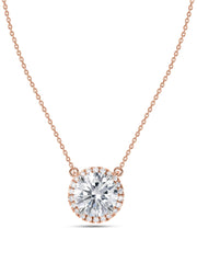 Ornate 2 Carat Solitaire Diamond Halo Necklace