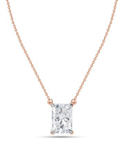 Radiant 1 Carat Solitaire Diamond Gold Necklace