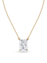 Radiant 1 Carat Solitaire Diamond Gold Necklace