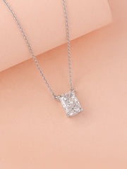 Radiant 1 Carat Solitaire Diamond Gold Necklace