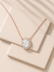 Ornate 1 Carat Halo Gold Necklace