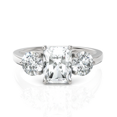 Radiant Cut & Round Cut Solitaire Diamond Ring (1.50 CT. Radiant Cut)