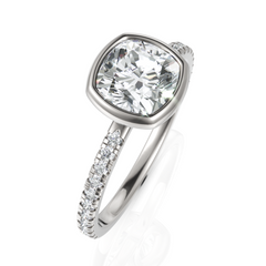 Charming Cushion Cut Diamond Solitaire Ring With Bezel Set (1.50 CT. Solitaire)