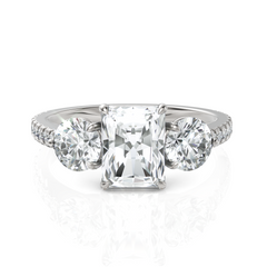 Delightful Three Stone solitaire Diamond ring With Radiant Cut & Round Cut Diamonds (1.50 CT. Radiant Cut)
