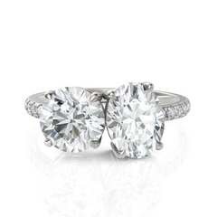 Gracious Toi Et Moi Wedding Ring With Round Cut & Oval Cut Diamond (1.50 CT. Each Diamond)