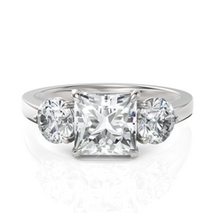 Princess Cut & Round Cut Three Stone Diamond Ring (1.50 CT. Princess Cut)
