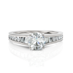 Emmey Diamond Solitaire & Tapered Ring With 1.00 Ct. Round Cut Diamond
