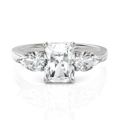 Radiant Cut & Pear Cut Three Stone Solitaire Diamond Ring (2.00 CT. Radiant Cut)