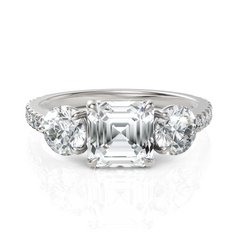 Trinary Diamond Solitaire Ring With Asscher Cut & Round Cut Diamonds (1.50 CT. Asscher Cut)
