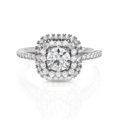 Double Halo Flickering Diamond Bridal Ring
