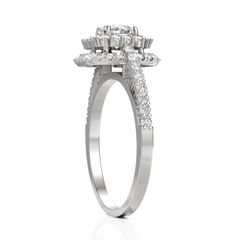 Double Halo Flickering Diamond Bridal Ring