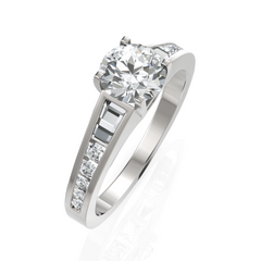 Emmey Diamond Solitaire & Tapered Ring With 1.00 Ct. Round Cut Diamond