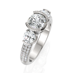 Blooming Three Solitaire Diamond Wedding Ring