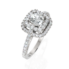 Double Halo Flickering Diamond Bridal Ring