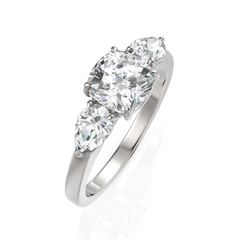 Threeling Solitaire Diamond Wedding Ring With Round Cut & Pear Cut Diamonds (1.50 CT. Round Cut)