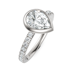 Remarkable Bezel Set Pear Cut Solitaire Ring (1.00 CT. Center Diamond)