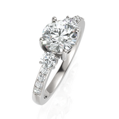 Trilogy Grace With Round Cut Diamond Ring (1.00 CT. Center Solitaire)