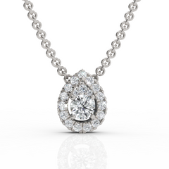 Classic Pear Shape Round Cut Diamond Necklace