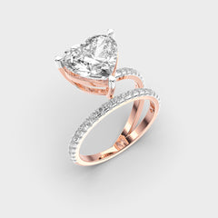 Heart-Shaped Diamond Ring | Gold Pavé Band with Prong-Set Center Stone | Fine Jewelry
