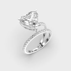 Heart-Shaped Diamond Ring | Gold Pavé Band with Prong-Set Center Stone | Fine Jewelry