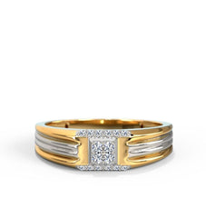 Fanciable Round Cut Diamond Ring With Yellow Gold & White Gold For Men