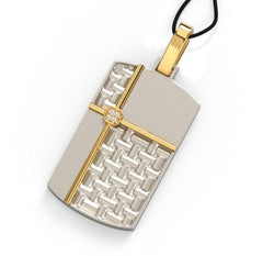 Whopping White Gold & Yellow Gold Round Cut Diamond Pendant For Men