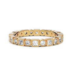 Ornate Round Cut & Princess Cut Diamond Band