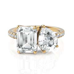 Rigorous Toi Et Moi Emerald Cut & Pear Cut Diamond Ring (1.50 CT. Each Stone)