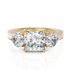 Princess Cut & Round Cut Three Stone Diamond Ring (1.50 CT. Princess Cut)