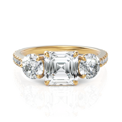 Trinary Diamond Solitaire Ring With Asscher Cut & Round Cut Diamonds (1.50 CT. Asscher Cut)