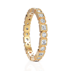 Ornate Round Cut & Princess Cut Diamond Band