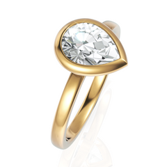 Dropping Pear Diamond Solitaire Bezel Set Ring (1.00 CT.)
